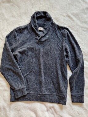 Faherty Men’s Medium Shawl Collar Pullover Organic Cotton Charcoal Heather